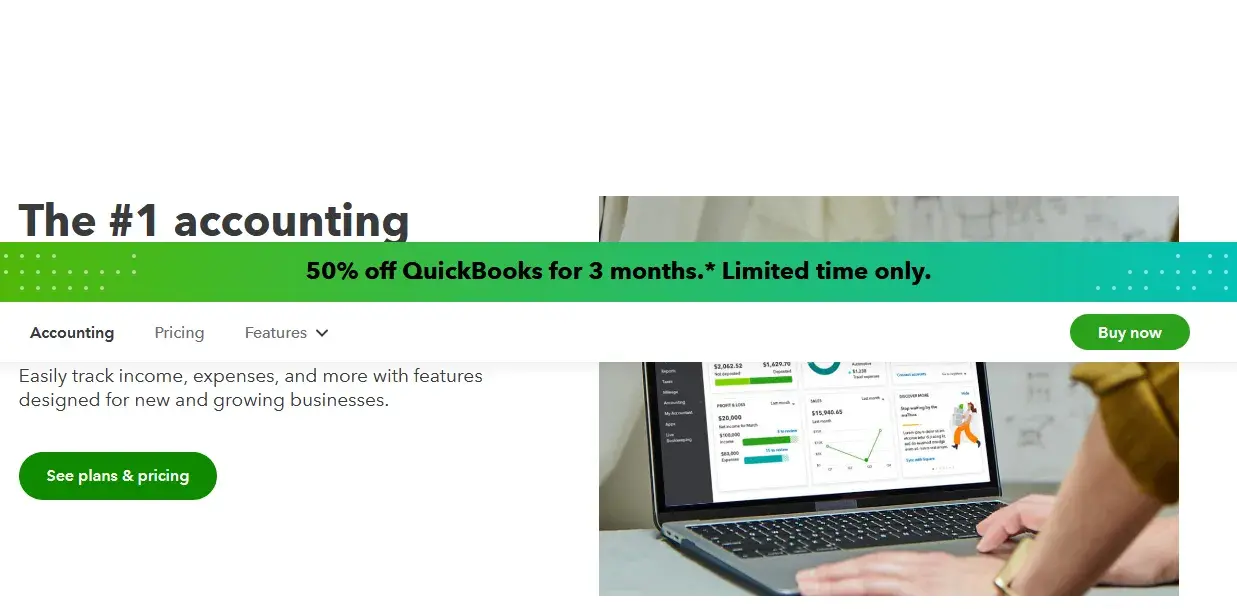 QuickBooks Accounting Software - website screen short